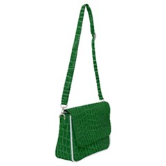 Crocodile Leather Green Shoulder Bag With Back Zipper by skindeep