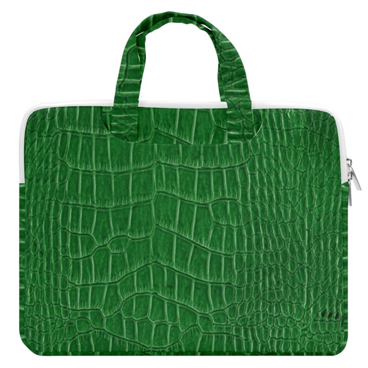 Crocodile Leather Green MacBook Pro Double Pocket Laptop Bag (Large)