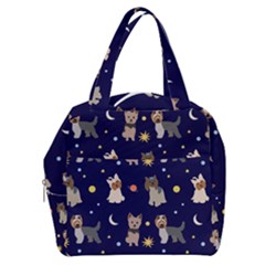 Terrier Cute Dog With Stars Sun And Moon Boxy Hand Bag by SychEva