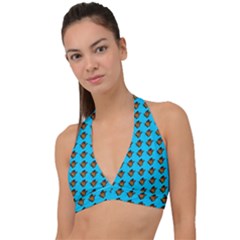 Monarch Butterfly Print Halter Plunge Bikini Top by Kritter