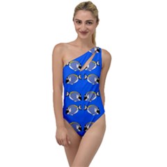 Powder Blue Tang Print To One Side Swimsuit by Kritter