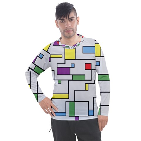 Colorful Rectangles Men s Pique Long Sleeve Tee by LalyLauraFLM