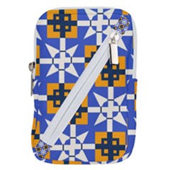 Shapes On A Blue Background                                                        Belt Pouch Bag (large) by LalyLauraFLM