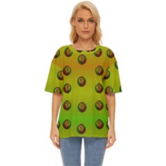 Sun Flowers For Iconic Pleasure In Pumpkin Time Oversized Basic Tee by pepitasart