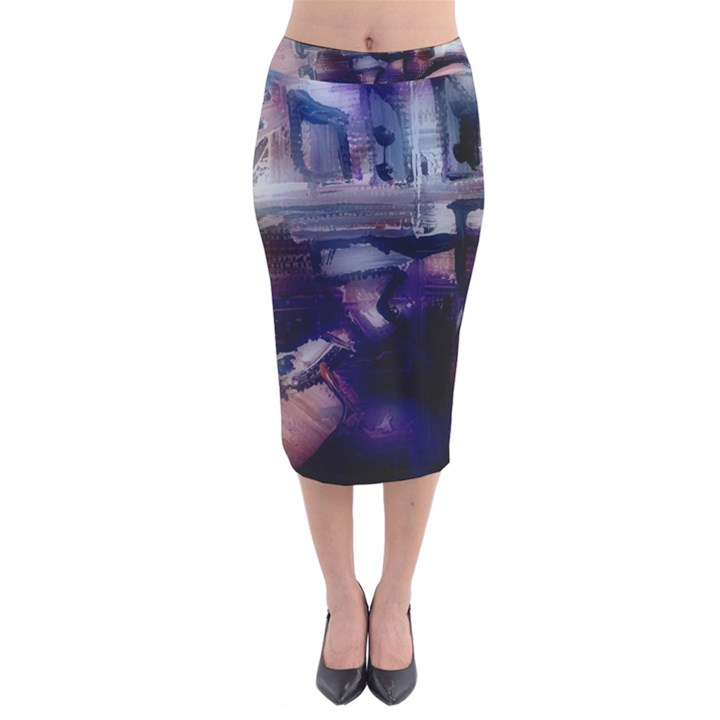 fog-1-1 Velvet Midi Pencil Skirt