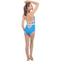 Halloween white bars at sky blue color Halter Front Plunge Swimsuit View2