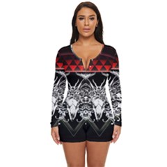 Skullart Long Sleeve Boyleg Swimsuit by Sparkle