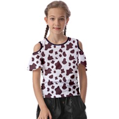 Brown Cow Spots Pattern, Animal Fur Print Kids  Butterfly Cutout Tee by Casemiro