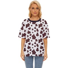 Brown Cow Spots Pattern, Animal Fur Print Oversized Basic Tee by Casemiro