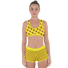 Vector Burgers, Fast Food Sandwitch Pattern At Yellow Racerback Boyleg Bikini Set by Casemiro