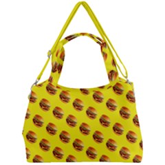 Vector Burgers, Fast Food Sandwitch Pattern At Yellow Double Compartment Shoulder Bag by Casemiro