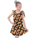 Orange Dandelions On A Dark Background Kids  Tie Up Tunic Dress View1