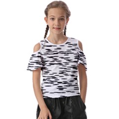 Black And White Abstract Pattern, Ovals Kids  Butterfly Cutout Tee by Casemiro