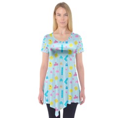 Arcade Dreams Blue  Short Sleeve Tunic  by thePastelAbomination