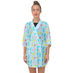 Arcade Dreams Blue  Half Sleeve Chiffon Kimono by thePastelAbomination