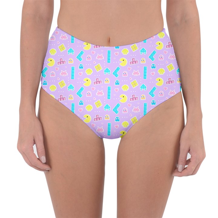 Arcade Dreams Lilac Reversible High-Waist Bikini Bottoms