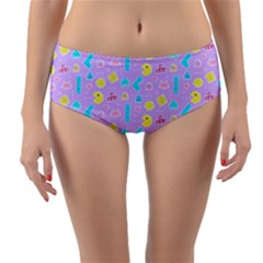 Arcade Dreams Lilac Reversible Mid-waist Bikini Bottoms by thePastelAbomination