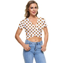 Cute Elegant Fruits Pattern Short Sleeve Foldover Tee by p099