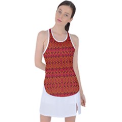 Red Pattern Racer Back Mesh Tank Top by Sparkle