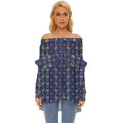 Flowers Pattern Off Shoulder Chiffon Pocket Shirt by Sparkle