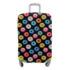 Multicolored Donuts On A Black Background Luggage Cover (small) by SychEva