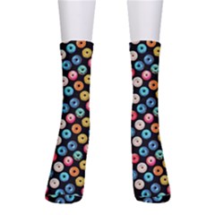 Multicolored Donuts On A Black Background Men s Crew Socks by SychEva