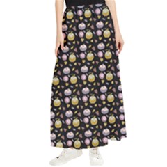 Shiny Pumpkins On Black Background Maxi Chiffon Skirt by SychEva