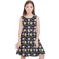 Shiny Pumpkins On Black Background Kids  Skater Dress by SychEva