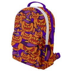 Purple And Orange Pumpkins, Crazy Halloween Pattern, Jack O  Lantern Flap Pocket Backpack (small) by Casemiro