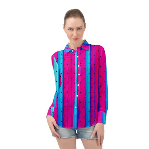 Warped Stripy Dots Long Sleeve Chiffon Shirt by essentialimage365