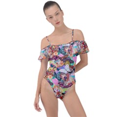 Retro Color Frill Detail One Piece Swimsuit by Sparkle