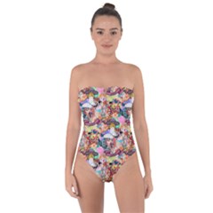 Retro Color Tie Back One Piece Swimsuit by Sparkle