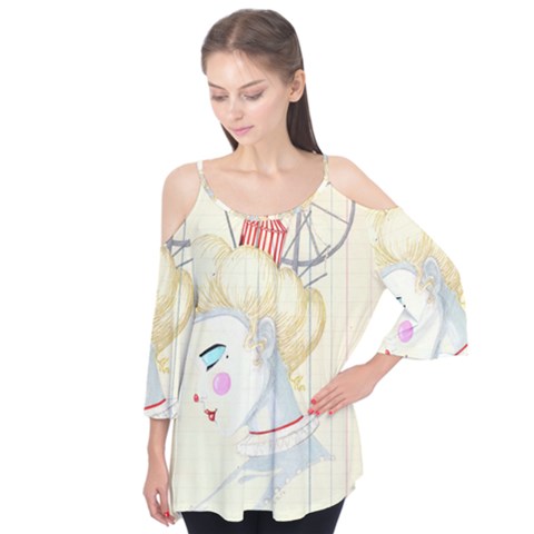 Clown Maiden Flutter Sleeve Tee  by Limerence