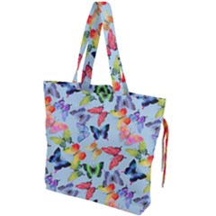 Watercolor Butterflies Drawstring Tote Bag by SychEva