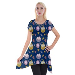 Autumn Pumpkins Short Sleeve Side Drop Tunic by SychEva