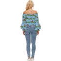 Bullfinches On Spruce Branches Off Shoulder Flutter Bell Sleeve Top View4