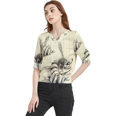 Bees Quarter Sleeve Blouse by Limerence