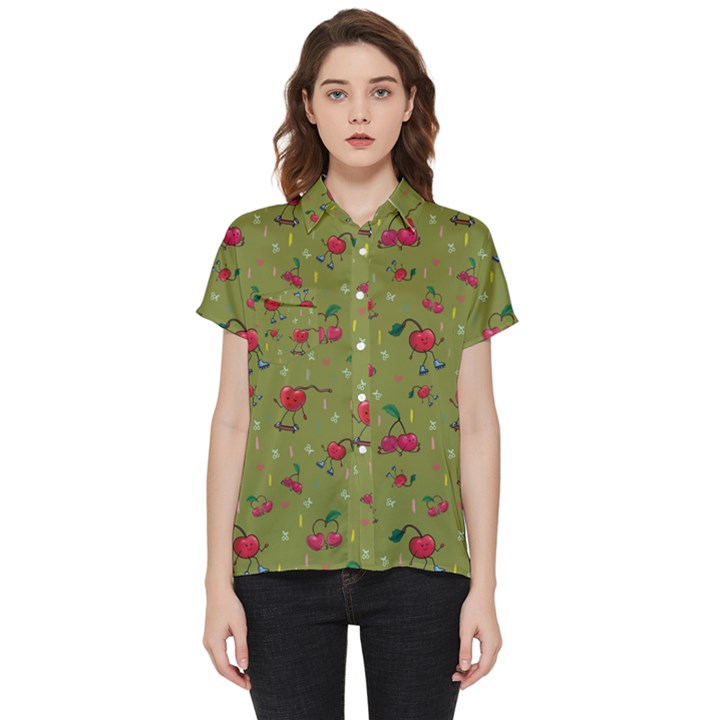 Red Cherries Athletes Short Sleeve Pocket Shirt