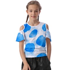 Cloudy Watercolor, Blue Cow Spots, Animal Fur Print Kids  Butterfly Cutout Tee by Casemiro