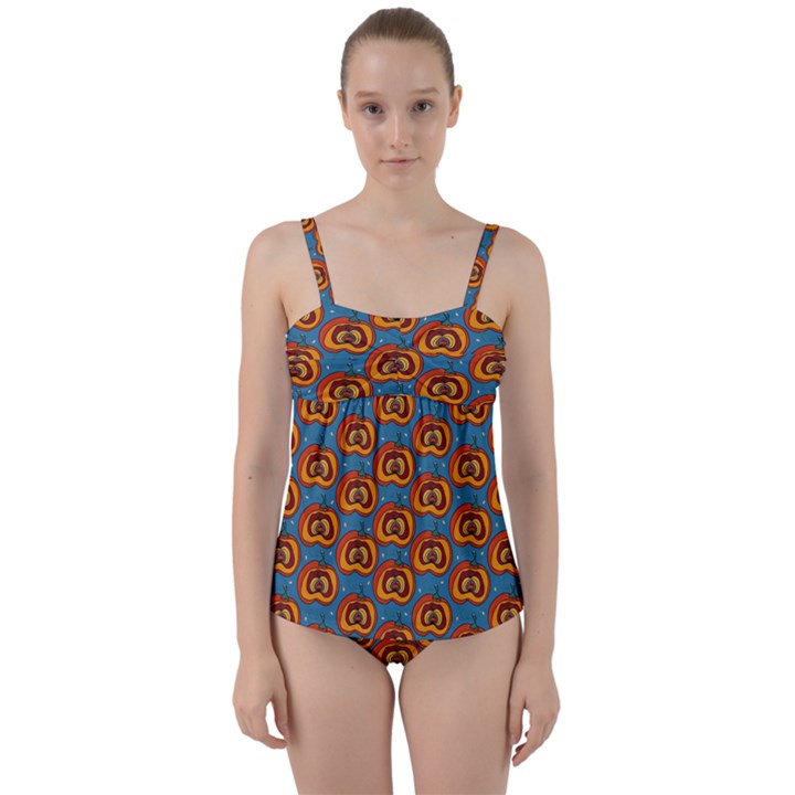 Pumpkin In Pumpkin Twist Front Tankini Set