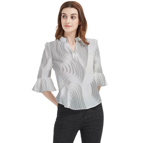 Illusion Waves Loose Horn Sleeve Chiffon Blouse by Sparkle