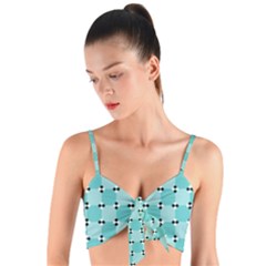 Illusion Blocks Pattern Woven Tie Front Bralet by Sparkle