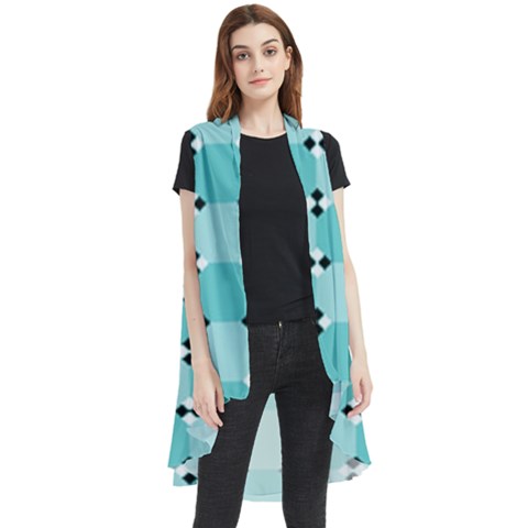 Illusion Blocks Pattern Sleeveless Chiffon Waistcoat Shirt by Sparkle