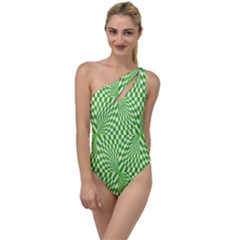 Illusion Waves Pattern To One Side Swimsuit by Sparkle