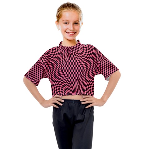 Illusion Waves Pattern Kids Mock Neck Tee by Sparkle