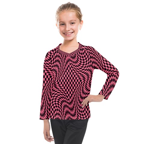 Illusion Waves Pattern Kids  Long Mesh Tee by Sparkle