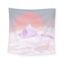 Mountain Sunset Above Clouds Square Tapestry (small) by Givinglala