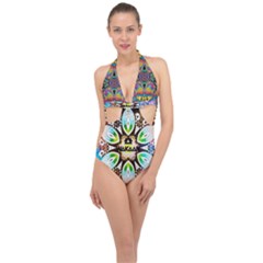 375 Chroma Digital Art Custom Kal00012 Halter Front Plunge Swimsuit by Drippycreamart