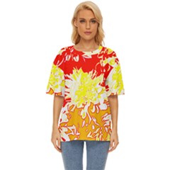 Red And Yellow Floral Oversized Basic Tee by 3cl3ctix