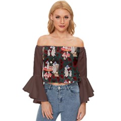 White Rabbit Off Shoulder Flutter Bell Sleeve Top by flowerland